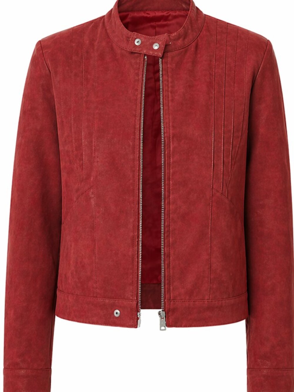 BoohooMAN Red Faux Leather Collarless Moto Biker Jacket - NWT